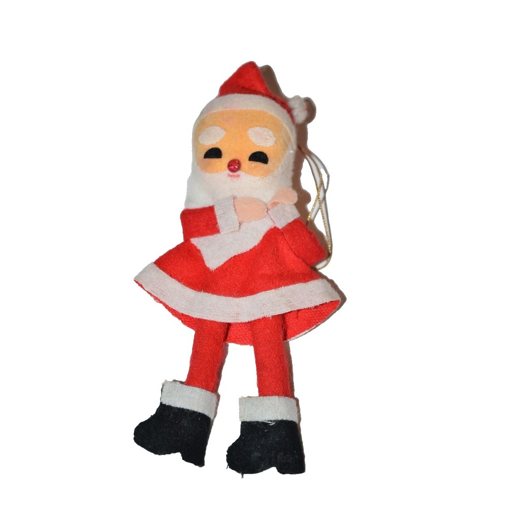 Vtg Retro Felt Santa Doll Kitsch Estate find Christmas ornament MCM 1950's